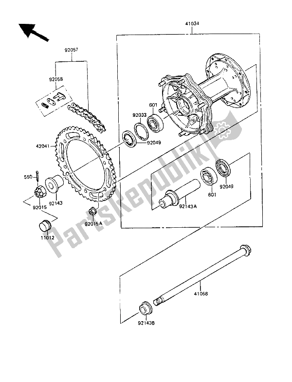 Tutte le parti per il Mozzo Posteriore del Kawasaki KMX 125 1986