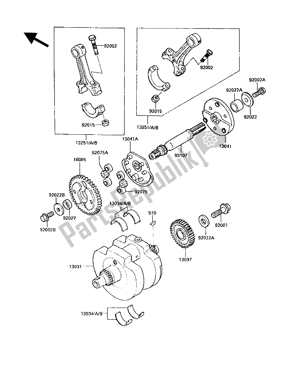Todas las partes para Cigüeñal de Kawasaki VN 750 Twin 1989