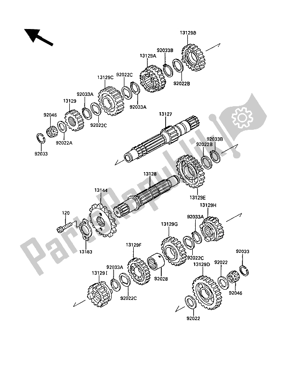 Tutte le parti per il Trasmissione del Kawasaki KR 1 2 250 1989