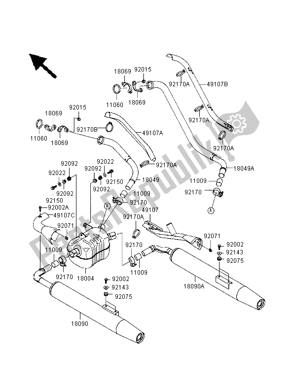 Tutte le parti per il Silenziatore del Kawasaki VN 1500 Classic Tourer 1999