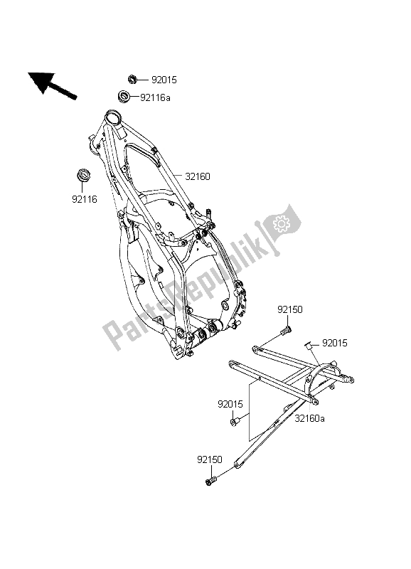 Tutte le parti per il Telaio del Kawasaki KX 250 1999