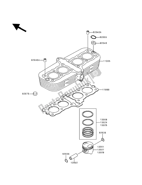 All parts for the Cylinder & Piston of the Kawasaki Zephyr 750 1992