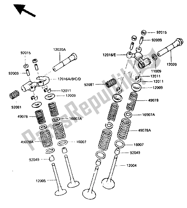 Wszystkie części do Zawór Kawasaki KLR 250 1985