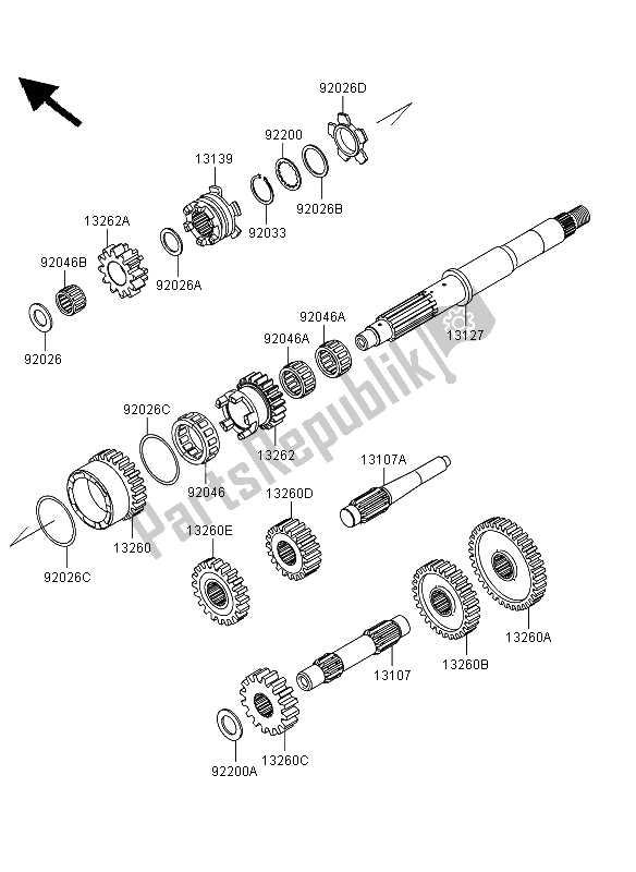 All parts for the Transmission of the Kawasaki KVF 360 4X4 2012