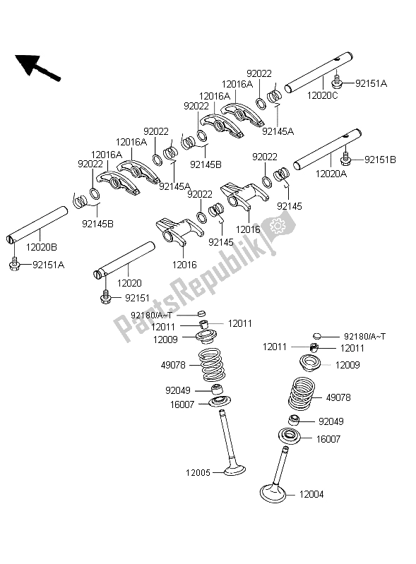 Todas las partes para Válvula de Kawasaki W 650 2004