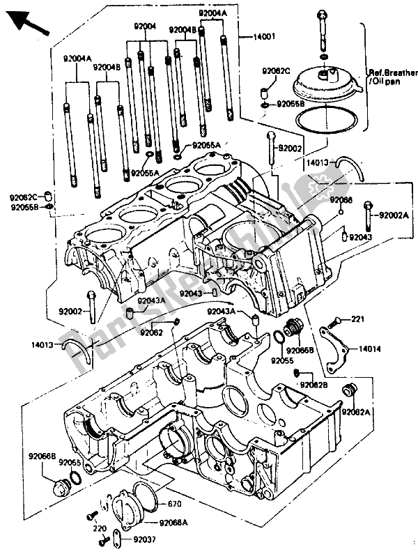 Todas as partes de Bloco Do Motor do Kawasaki GPZ 750 1985