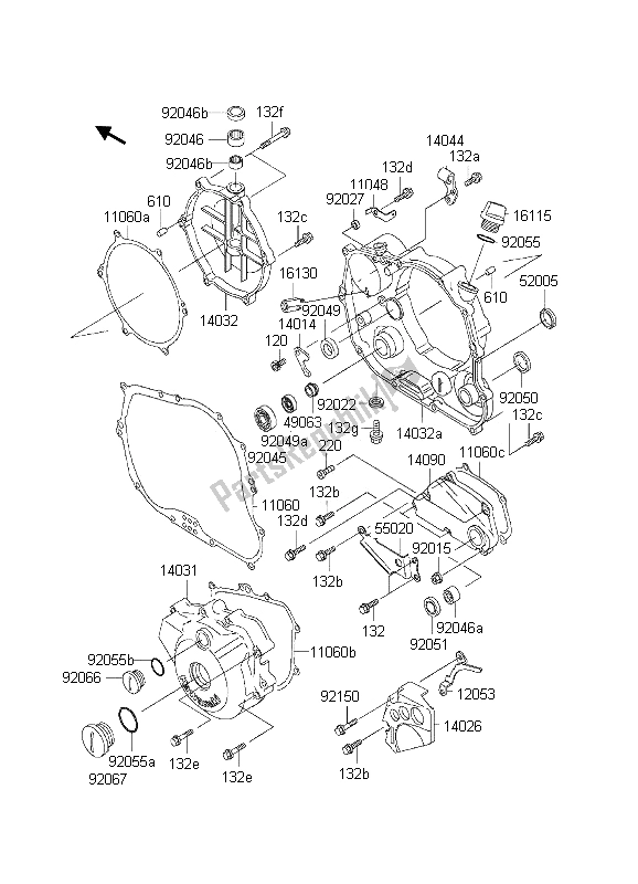 Alle onderdelen voor de Motorkap van de Kawasaki KLX 300R 2002