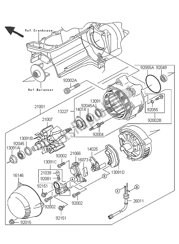 All parts for the Generator of the Kawasaki ZRX 1200R 2005