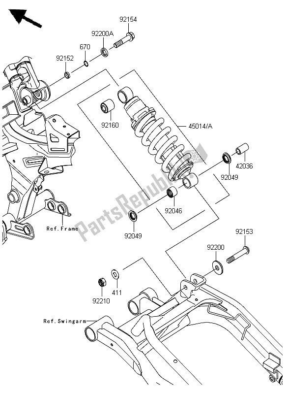 Toutes les pièces pour le Suspension Et Amortisseur du Kawasaki ER 6F 650 2012