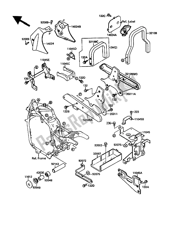 All parts for the Battery Case of the Kawasaki VN 15 1500 1991