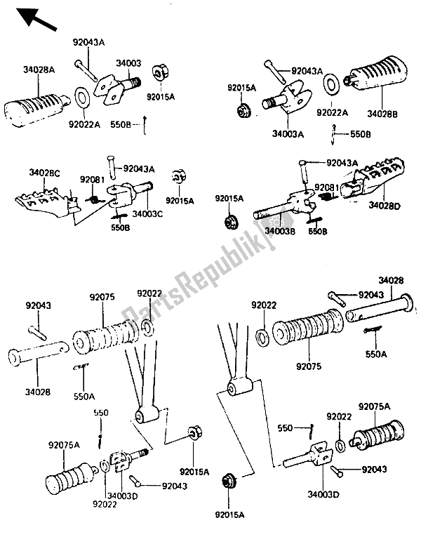 Tutte le parti per il Passo del Kawasaki KE 125 1985