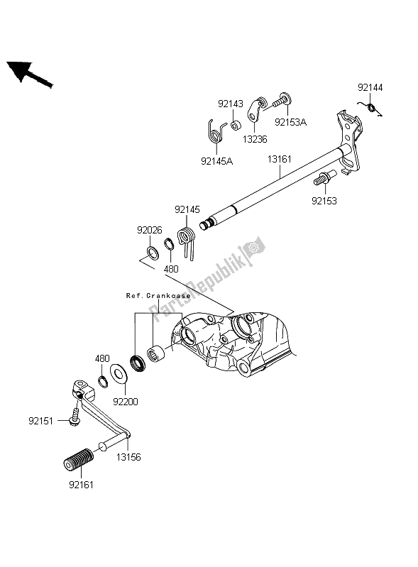 All parts for the Gear Change Mechanism of the Kawasaki ZZR 1400 ABS 2009