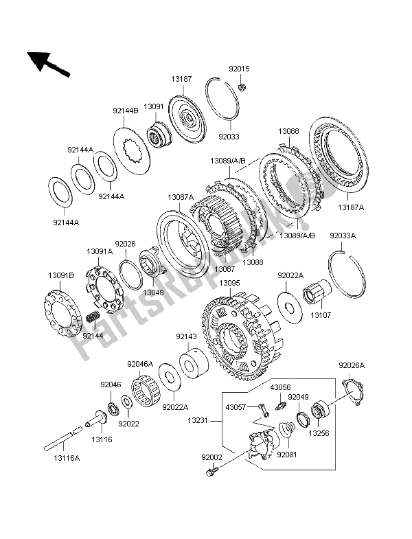 All parts for the Clutch of the Kawasaki VN 1500 Classic 1997