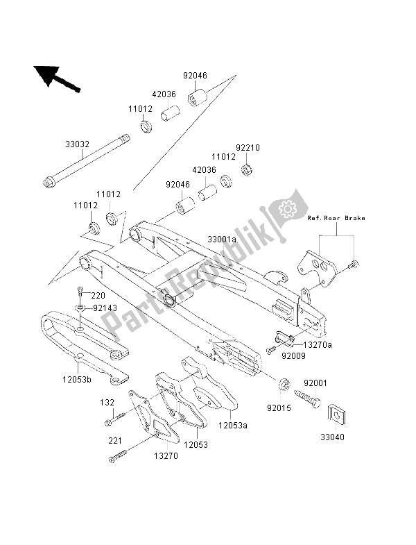 All parts for the Swingarm of the Kawasaki KX 85 LW 2001