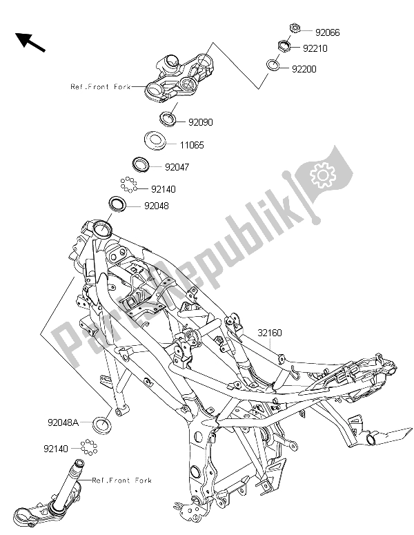 All parts for the Frame of the Kawasaki Ninja 250 SL ABS 2015