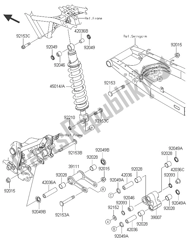 All parts for the Suspension & Shock Absorber of the Kawasaki KLX 125 2016