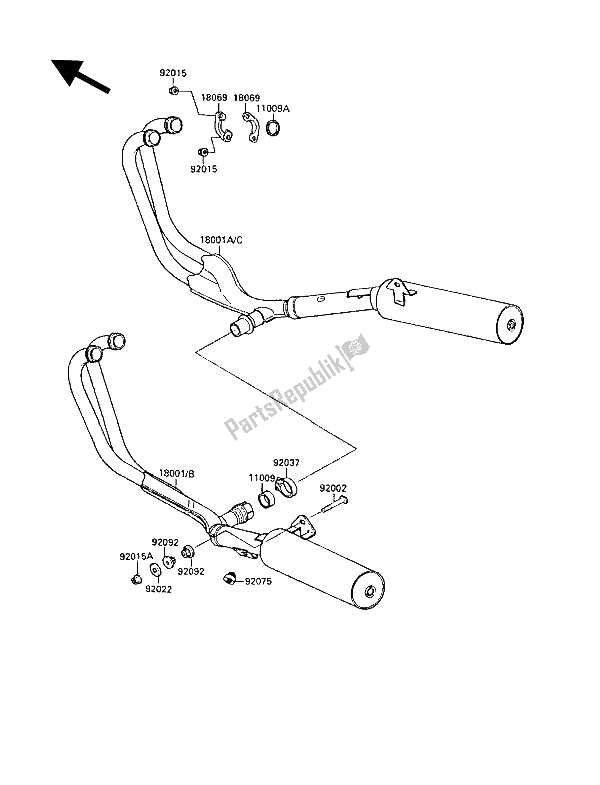 All parts for the Muffler(s) of the Kawasaki GPX 750R 1989