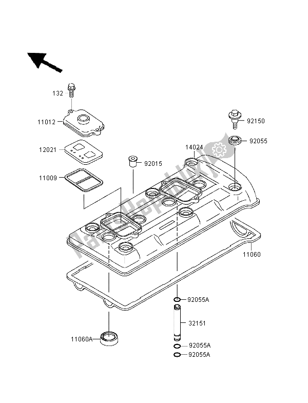 All parts for the Cylinder Head Cover of the Kawasaki Ninja ZX 9R 900 1995
