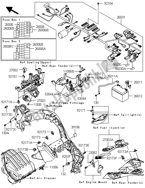 Todas las partes para Equipo Eléctrico Del Chasis de Kawasaki ZX 1000 SX 2014