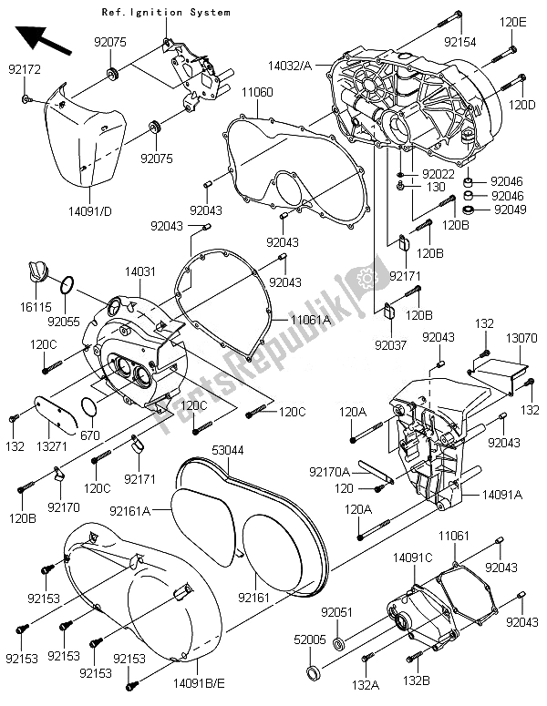 All parts for the Engine Cover(s) of the Kawasaki VN 900 Classic 2014