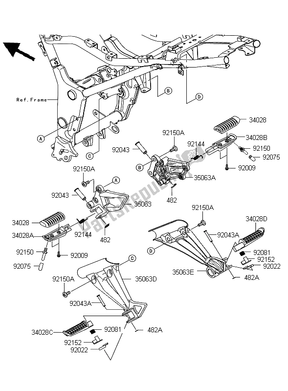 All parts for the Footrests of the Kawasaki Ninja 250R 2009