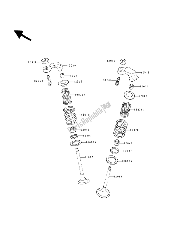 Alle onderdelen voor de Klep (pen) van de Kawasaki GPX 250R 1992