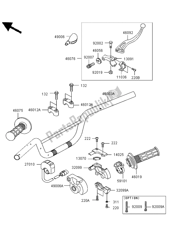 Toutes les pièces pour le Guidon du Kawasaki KLX 110 2002