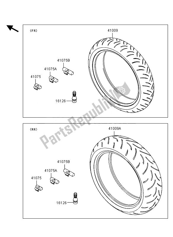 Tutte le parti per il Pneumatici del Kawasaki Ninja ZX 6R 600 2011