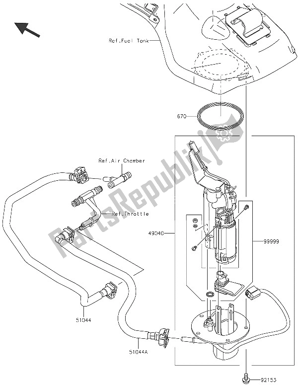 Alle onderdelen voor de Benzine Pomp van de Kawasaki Ninja H2 1000 2016