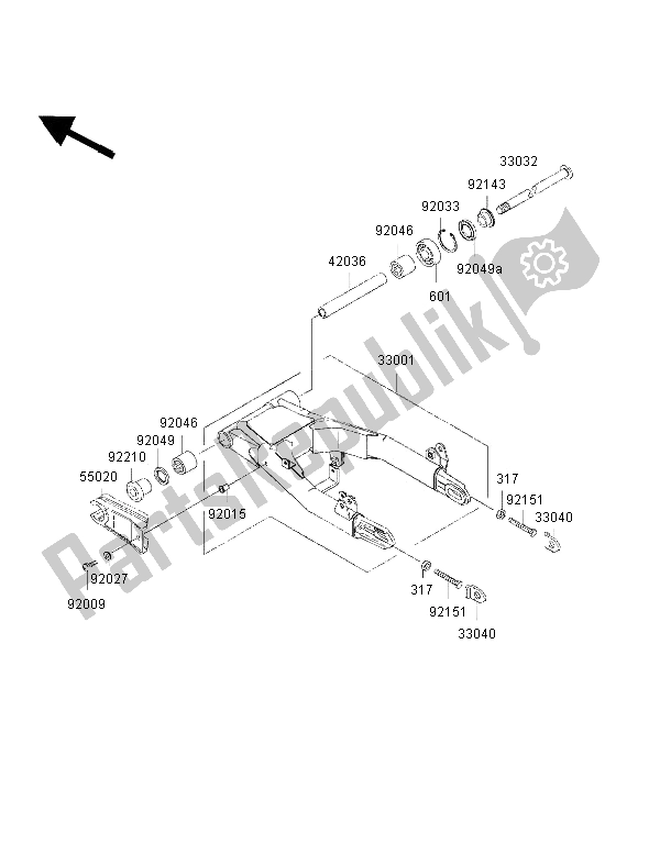 Todas las partes para Basculante de Kawasaki W 650 2002