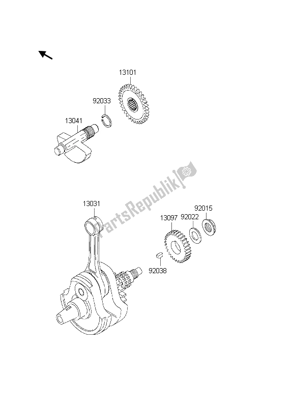 All parts for the Crankshaft of the Kawasaki KLX 300R 2002