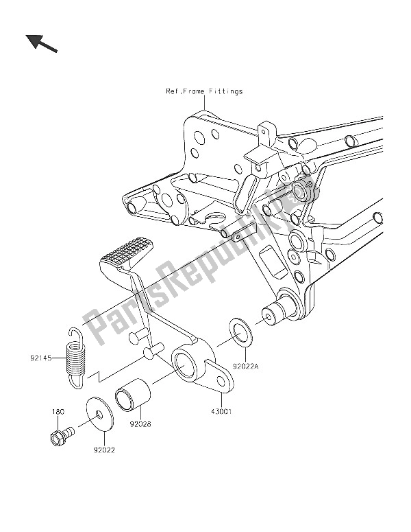 Alle onderdelen voor de Rempedaal van de Kawasaki Z 800 2016
