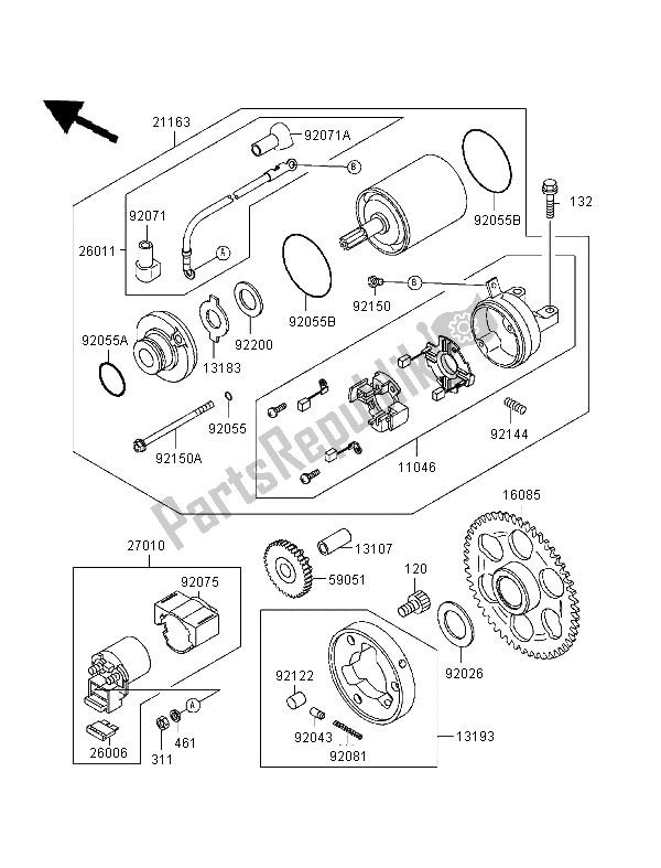 Alle onderdelen voor de Startmotor van de Kawasaki ZXR 400 1999