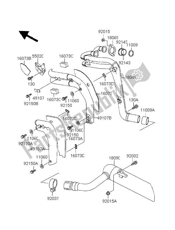 Tutte le parti per il Silenziatore del Kawasaki EL 252 1996