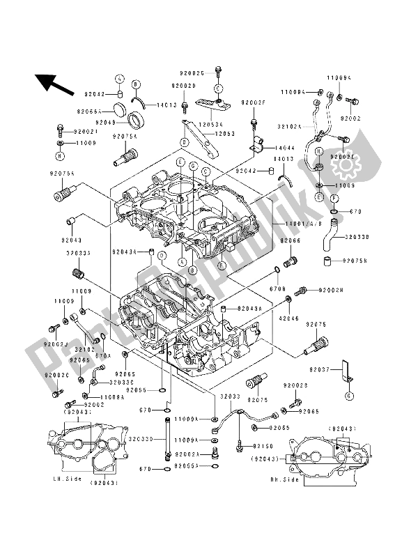 All parts for the Crankcase of the Kawasaki KLE 500 1991