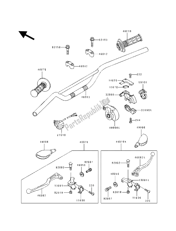 Todas as partes de Guidão do Kawasaki KX 60 1993