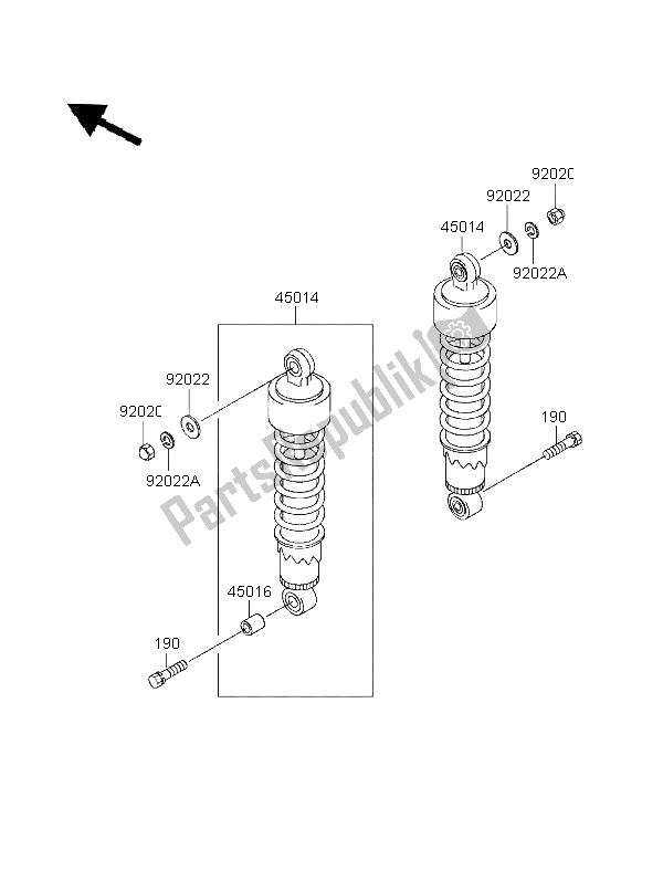 Alle onderdelen voor de Ophanging En Schokdemper van de Kawasaki EL 250 1996