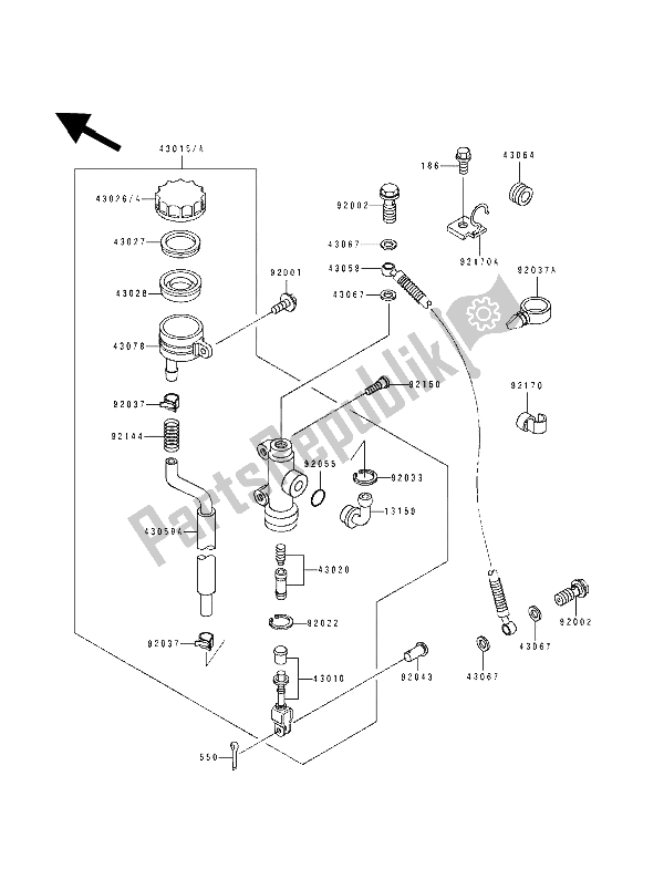 Tutte le parti per il Pompa Freno Posteriore del Kawasaki ZXR 400 1991