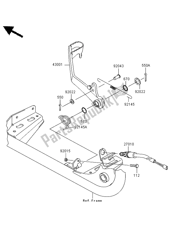 Toutes les pièces pour le Pédale De Frein du Kawasaki KVF 650 4X4 2009