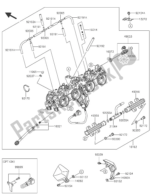 Tutte le parti per il Valvola A Farfalla del Kawasaki Z 800 ABS 2016