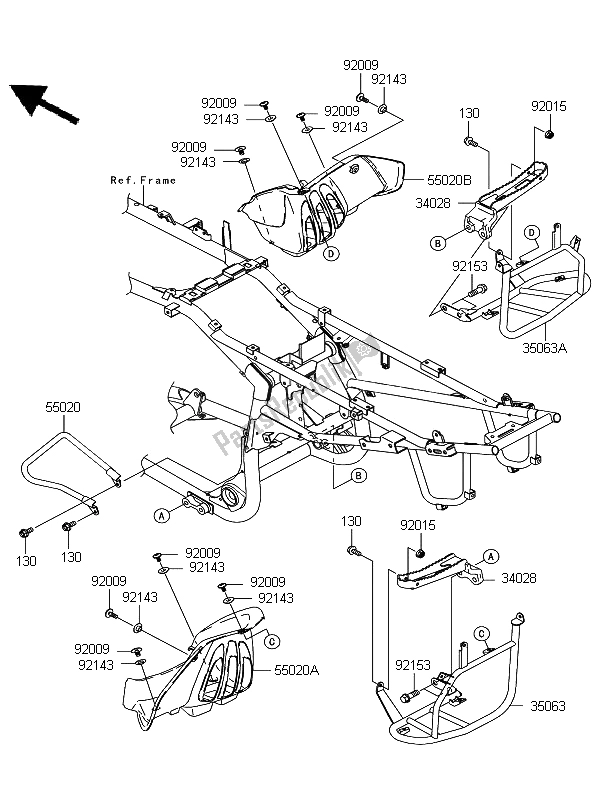 Tutte le parti per il Poggiapiedi del Kawasaki KFX 700 KSV 700A6F 2006