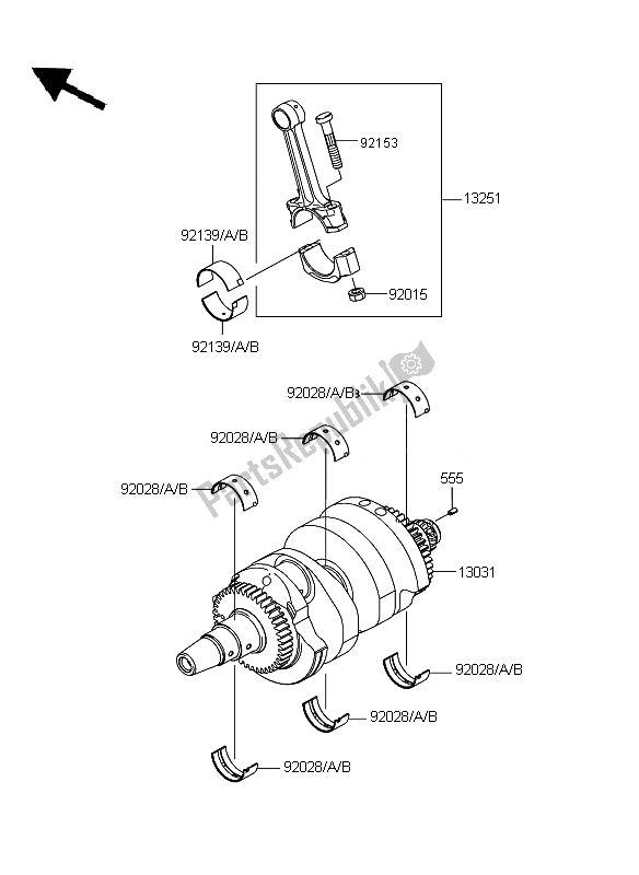 All parts for the Crankshaft of the Kawasaki ER 6N ABS 650 2011