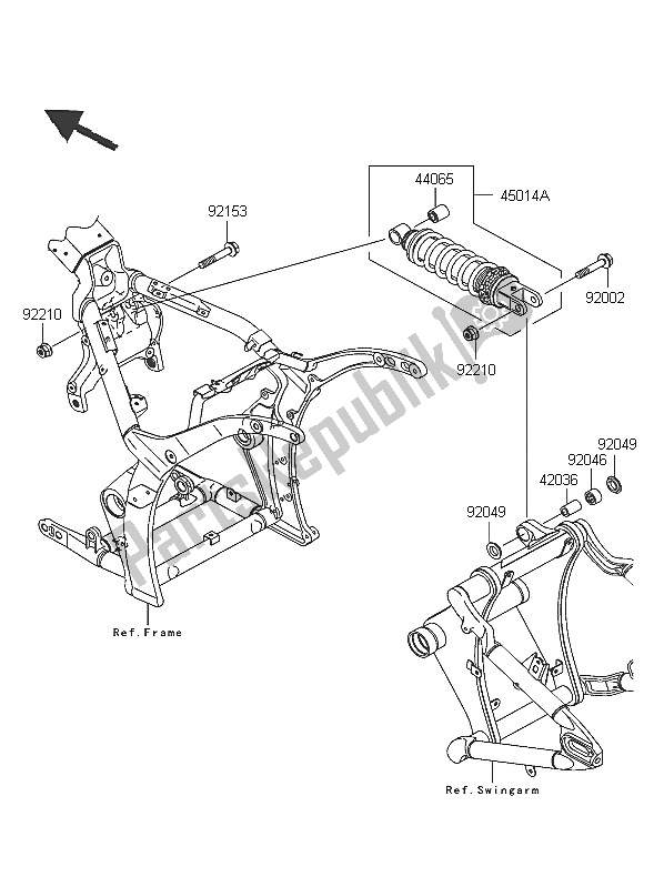 Toutes les pièces pour le Suspension Et Amortisseur du Kawasaki VN 2000 2005