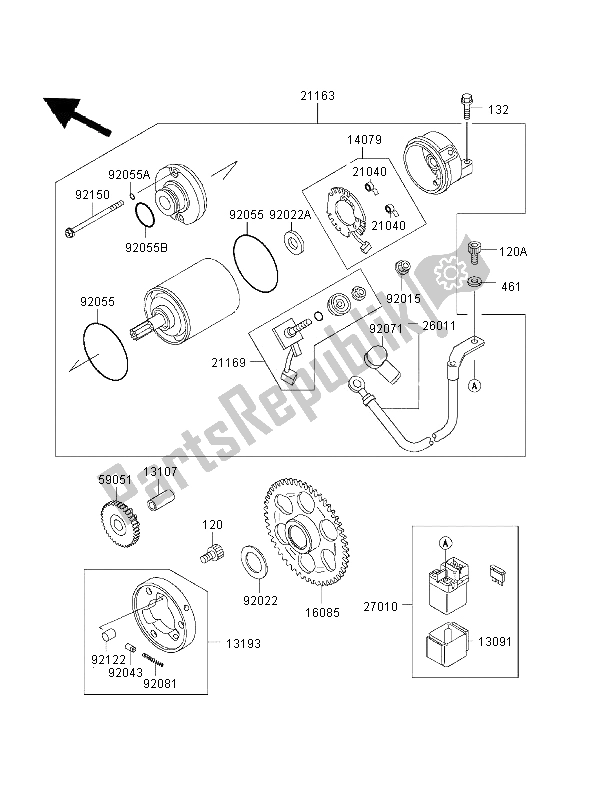 Tutte le parti per il Motorino Di Avviamento del Kawasaki Ninja ZX 6R 600 1995