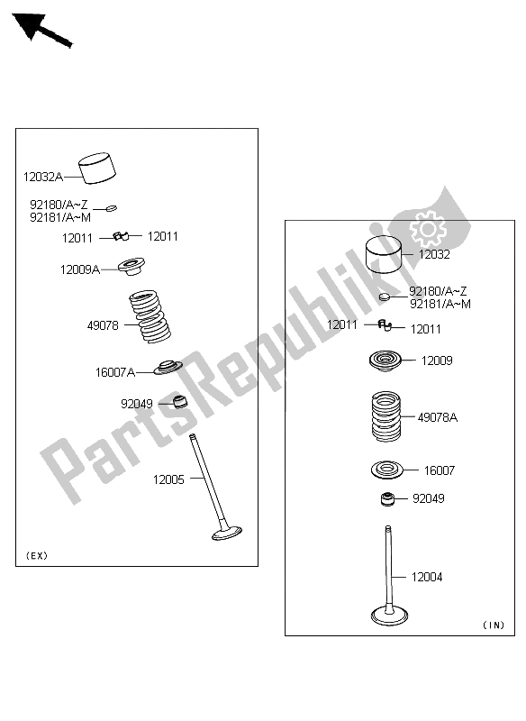 All parts for the Valve of the Kawasaki Ninja ZX 6R 600 2008