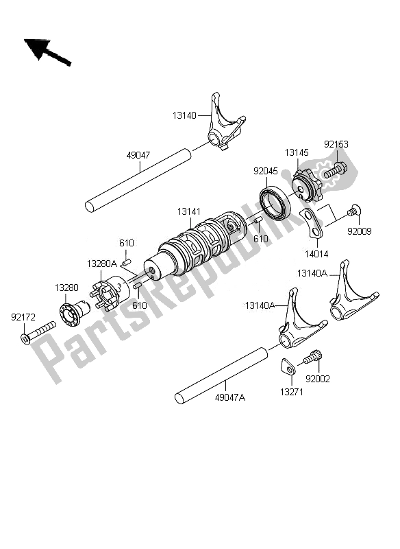 Toutes les pièces pour le Tambour De Changement De Vitesse Et Fourche (s) De Changement De Vitesse du Kawasaki ER 6N ABS 650 2011