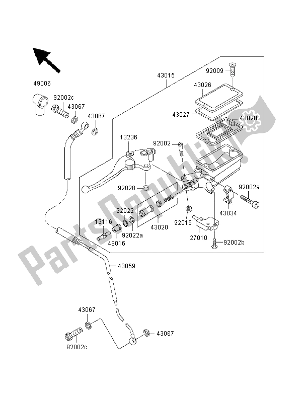 All parts for the Clutch Master Cylinder of the Kawasaki ZRX 1100 2000