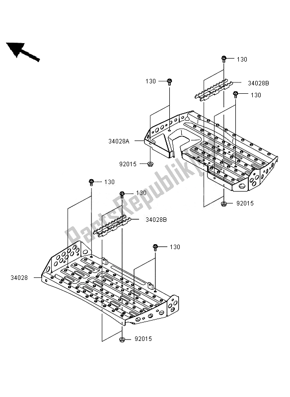 Toutes les pièces pour le Repose-pieds du Kawasaki KVF 650 4X4 2010