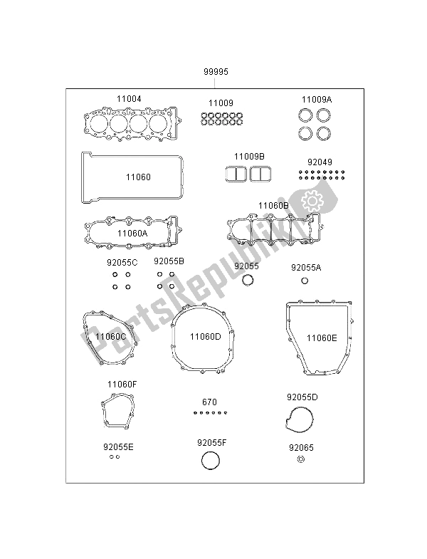 All parts for the Gasket Kit of the Kawasaki Ninja ZX 6R 600 1997