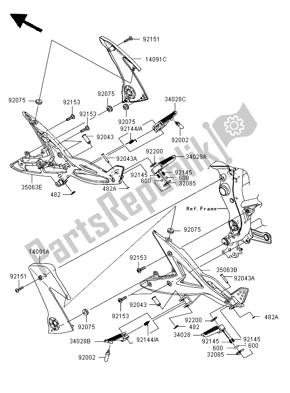 All parts for the Footrests of the Kawasaki ER 6F 650 2006